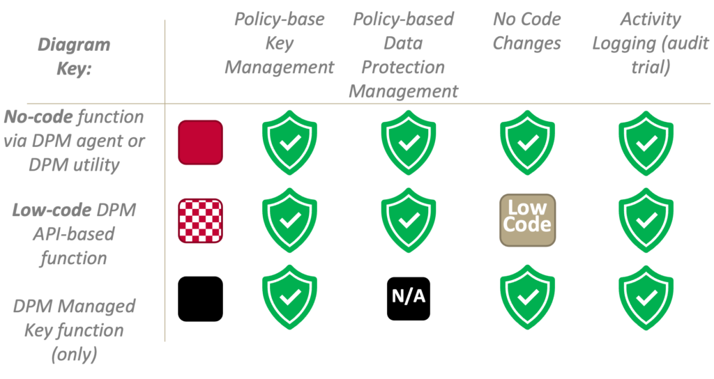 Randtronics DPM provides data protection with no-code changes on mainstream platforms with the capabilities to protect data on all platforms